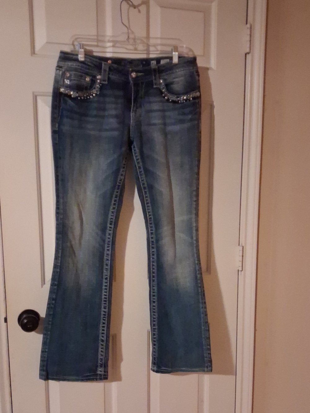 Miss Me Blue Studded Flare Jeans